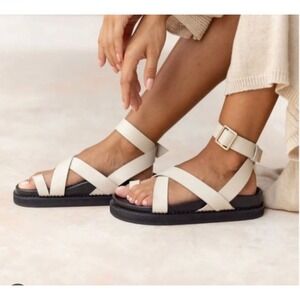 Liberte Leather Bronte Gladiator Sandals Womens 38 Cream Minimalist Handmade